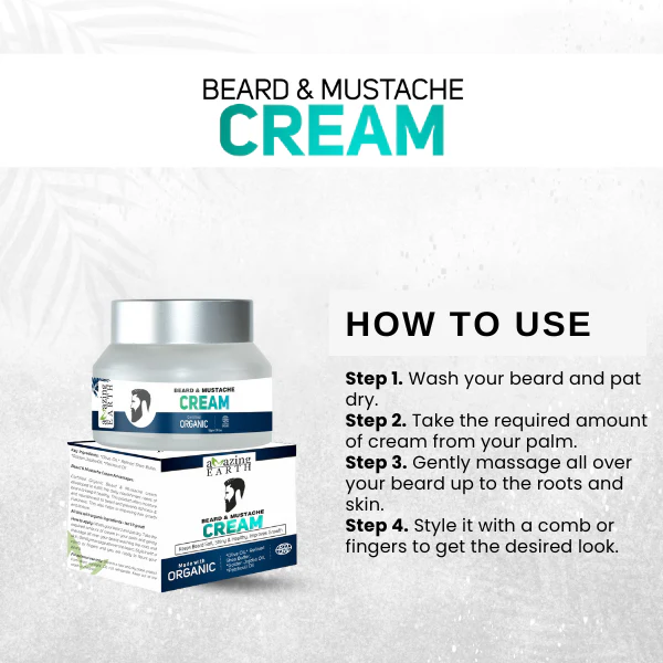 AMAzing EARTH Beard & Mustache Cream - Certified Organic beard growth cream - Image 3