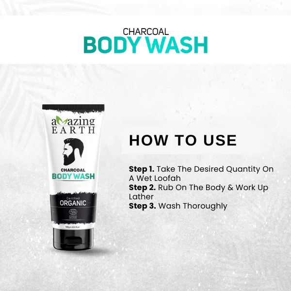 AMAzing EARTH Charcoal Body Wash for Men | 100% Organic Deep Clean - Image 3