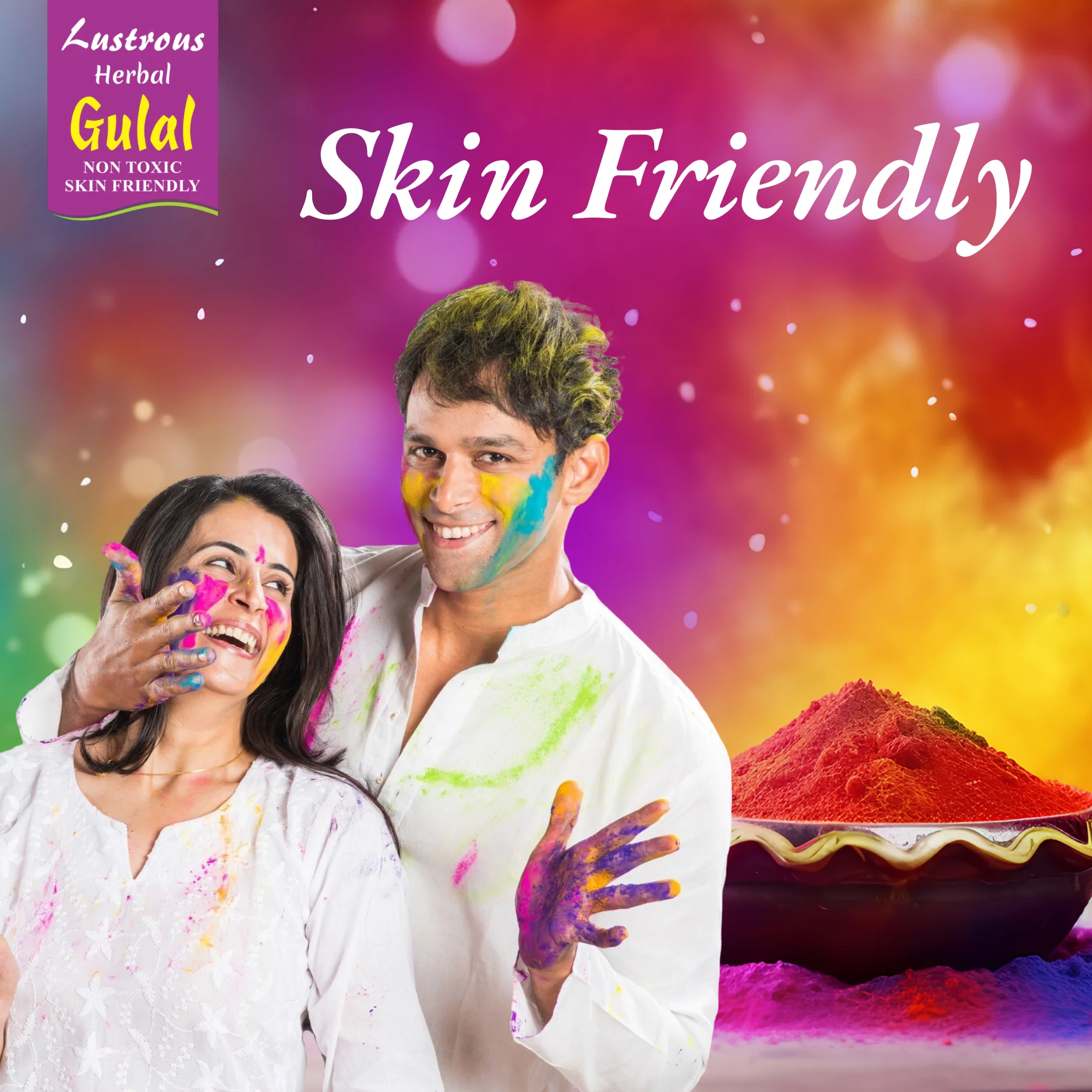 Vegetal Lustrous Natural Holi Colour Herbal Gulal (Pink) - Image 3