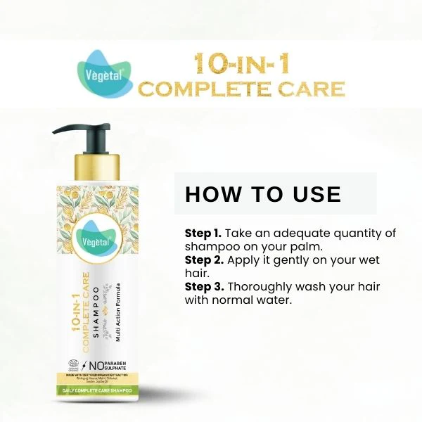 Vegetal 10-in-1 Complete Care Shampoo | Organic Shampoo for Hair Growth & Hair Fall Control - Image 3