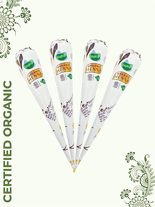Vegetal Certified Organic Mehandi Cone 100% Natural Mehandi (Henna) for Feets and Hands - Image 3