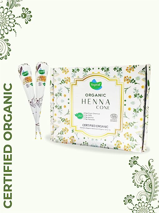Vegetal Certified Organic Mehandi Cone 100% Natural Mehandi (Henna) for Feets and Hands - Image 4